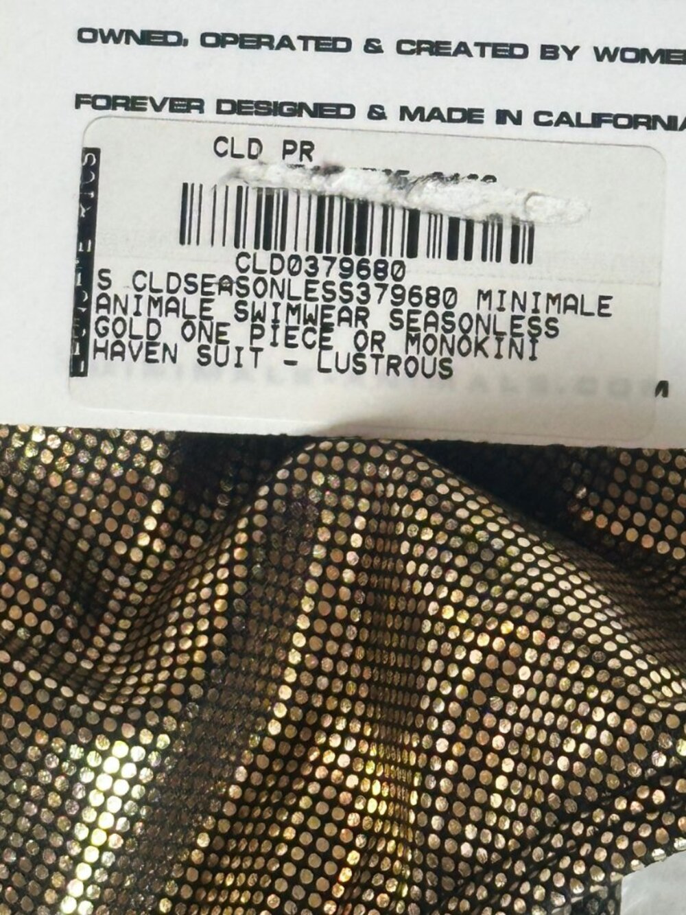 NWT Minimale Animale 'Haven' One Piece Swimsuit in Lustrous Gold Size S - Picture 4 of 5